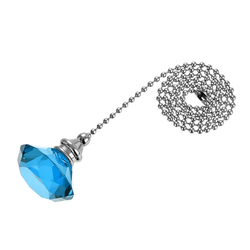 20 Inch Ceiling Fan Pull Chain Extension Crystal Diamond Pendant Light Blue