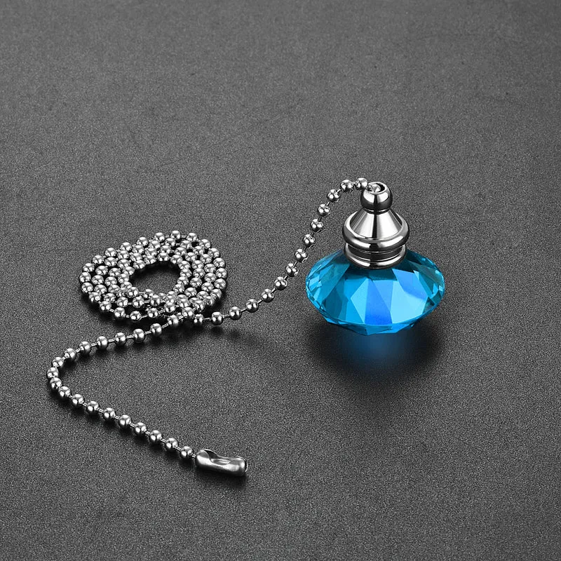 20 Inch Ceiling Fan Pull Chain Extension Crystal Diamond Pendant Light Blue