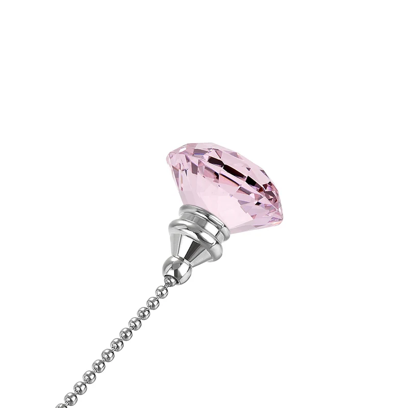 20 Inch Ceiling Fan Pull Chain, Decorative Crystal Fan Pull Chain Ornament Extension, 3mm Diameter Beaded Diamond Pendant, Pink