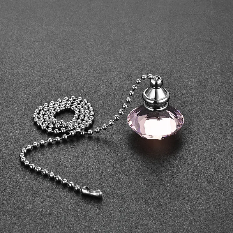 20 Inch Ceiling Fan Pull Chain, Decorative Crystal Fan Pull Chain Ornament Extension, 3mm Diameter Beaded Diamond Pendant, Pink