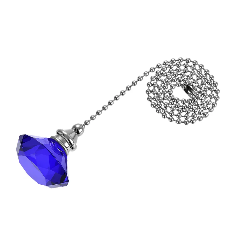20 Inch Ceiling Fan Pull Chain Extension Crystal Diamond Pendant Blue