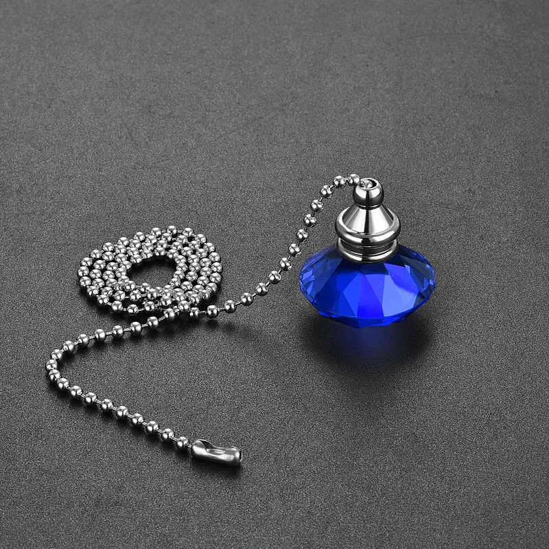 20 Inch Ceiling Fan Pull Chain Extension Crystal Diamond Pendant Blue
