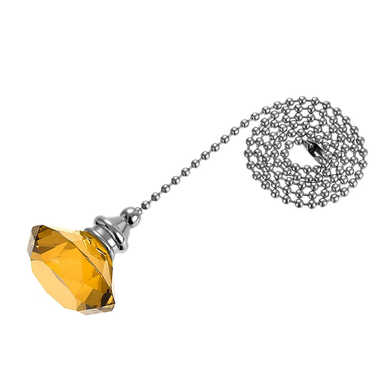 20 Inch Ceiling Fan Pull Chain Extension Crystal Diamond Pendant Amber