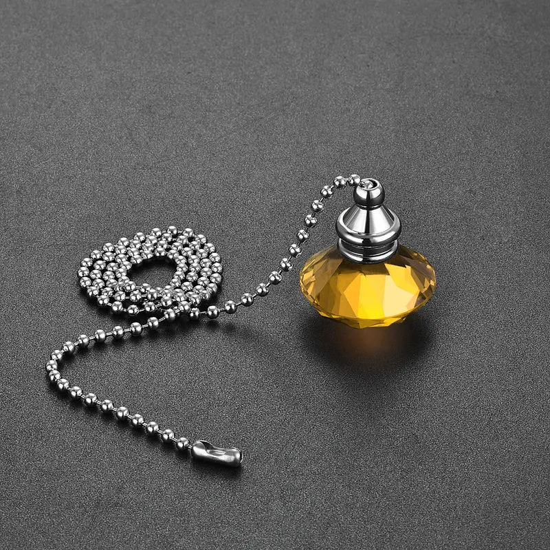 20 Inch Ceiling Fan Pull Chain Extension Crystal Diamond Pendant Amber