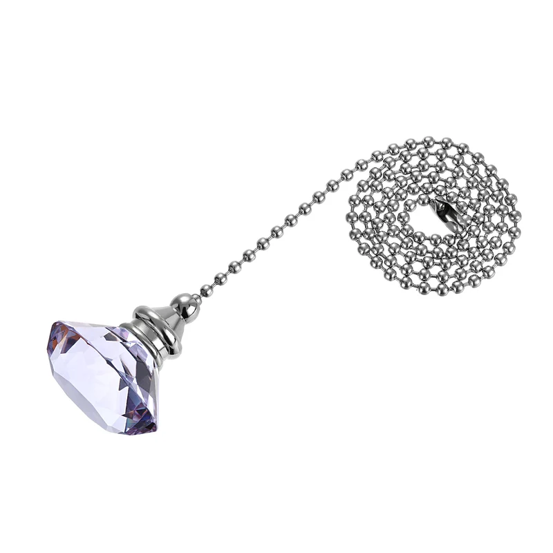 20 Inch Ceiling Fan Pull Chain Extension Crystal Diamond Pendant Purple