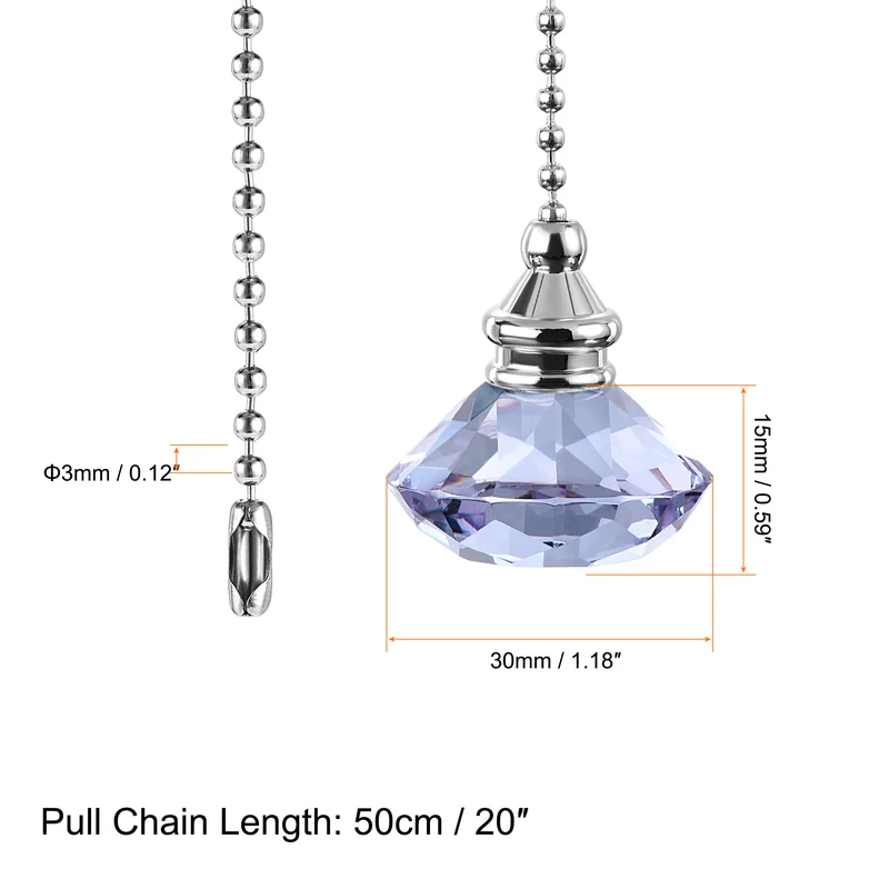 20 Inch Ceiling Fan Pull Chain Extension Crystal Diamond Pendant Purple
