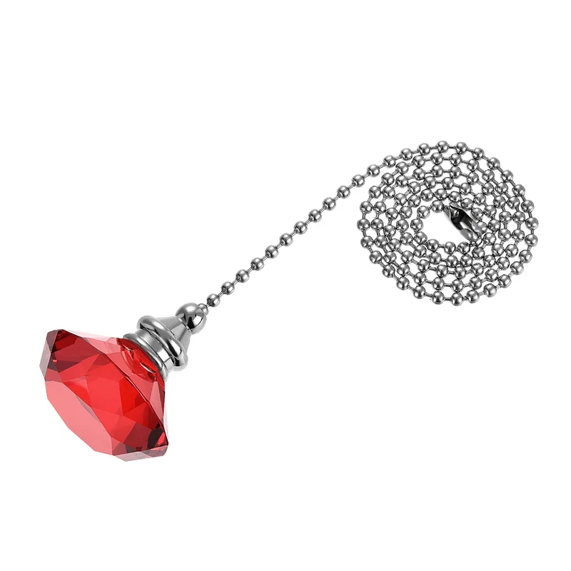 20 Inch Ceiling Fan Pull Chain Extension Crystal Diamond Pendant Red