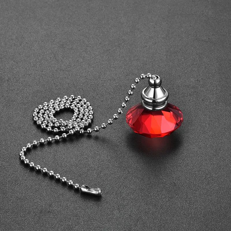 20 Inch Ceiling Fan Pull Chain Extension Crystal Diamond Pendant Red