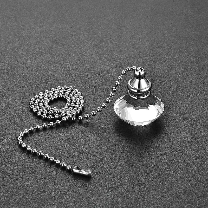 20 Inch Ceiling Fan Pull Chain, Decorative Crystal Fan Pull Chain Ornament Extension, 3mm Diameter Beaded Diamond Pendant, Clear