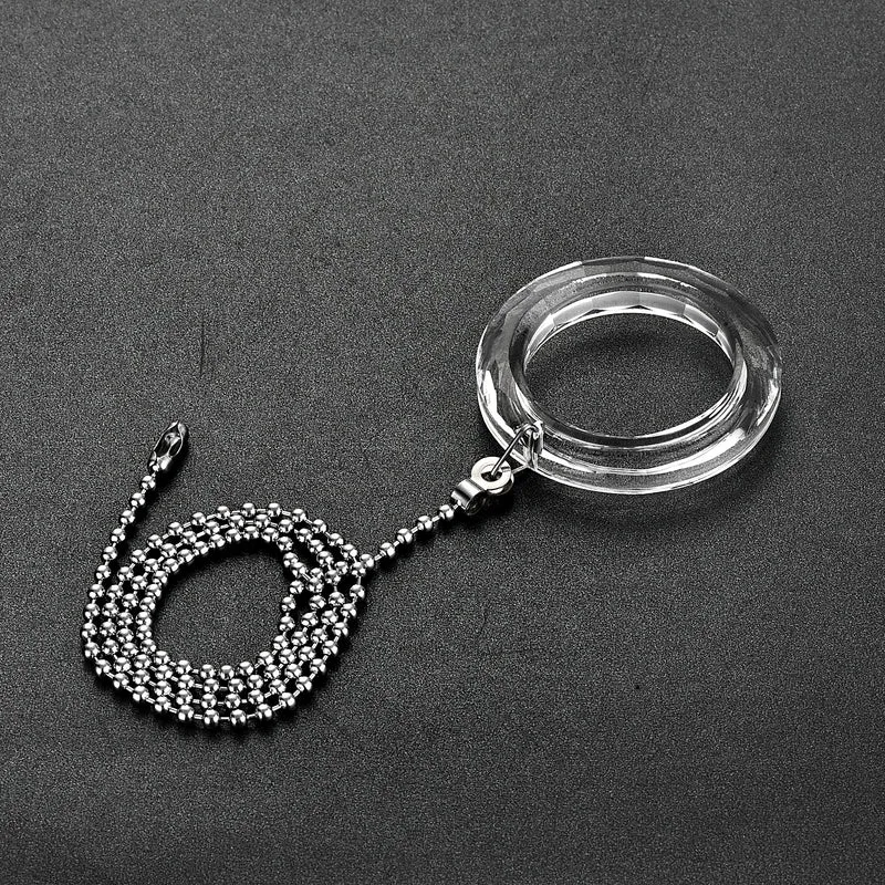 20 Inch Nickel Finish Pull Chain Extension 50mm Clear Crystal Circle Pendant