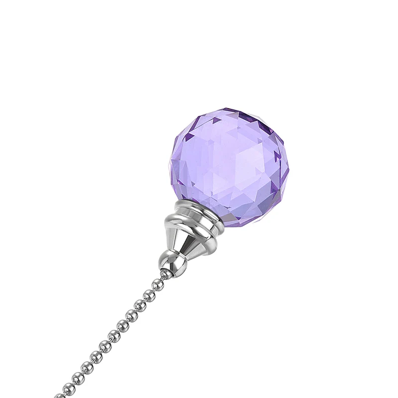 20 Inch Nickel Finish Pull Chain Extension 30mm Purple Crystal Ball Pendant