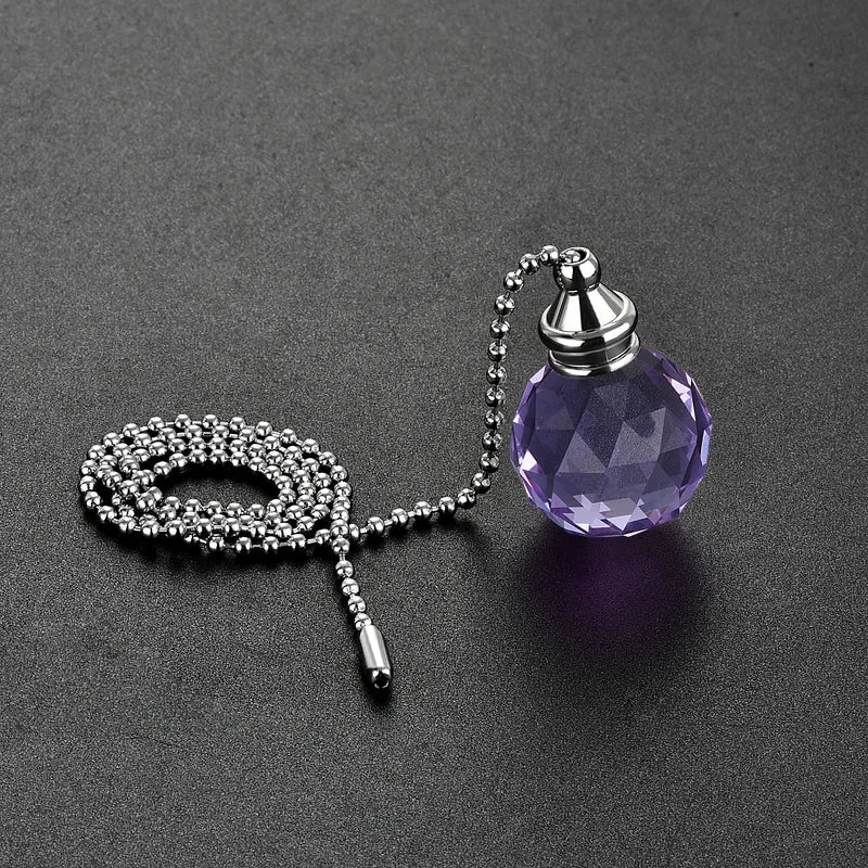 20 Inch Nickel Finish Pull Chain Extension 30mm Purple Crystal Ball Pendant