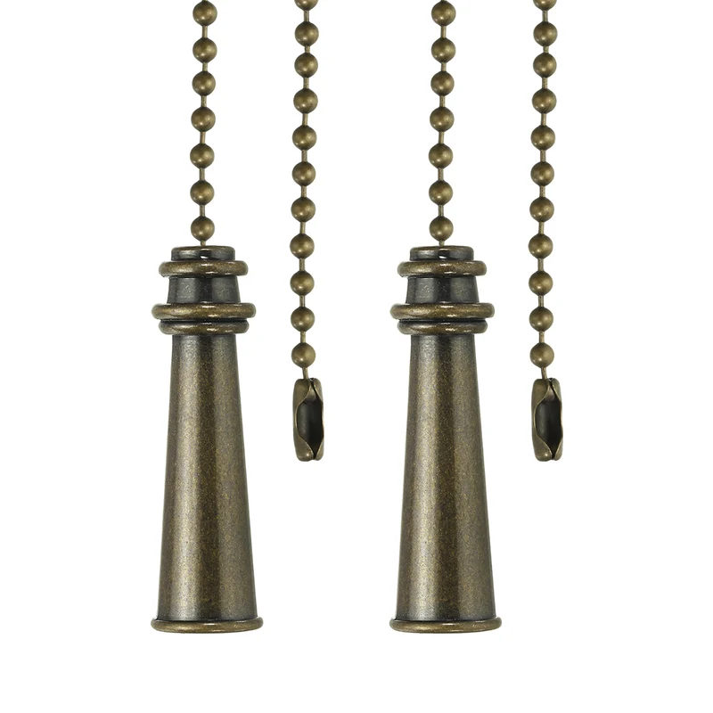 2Pcs 13.2" Alloy Ceiling Fan Pull Chain Tower Pendant, Bronze