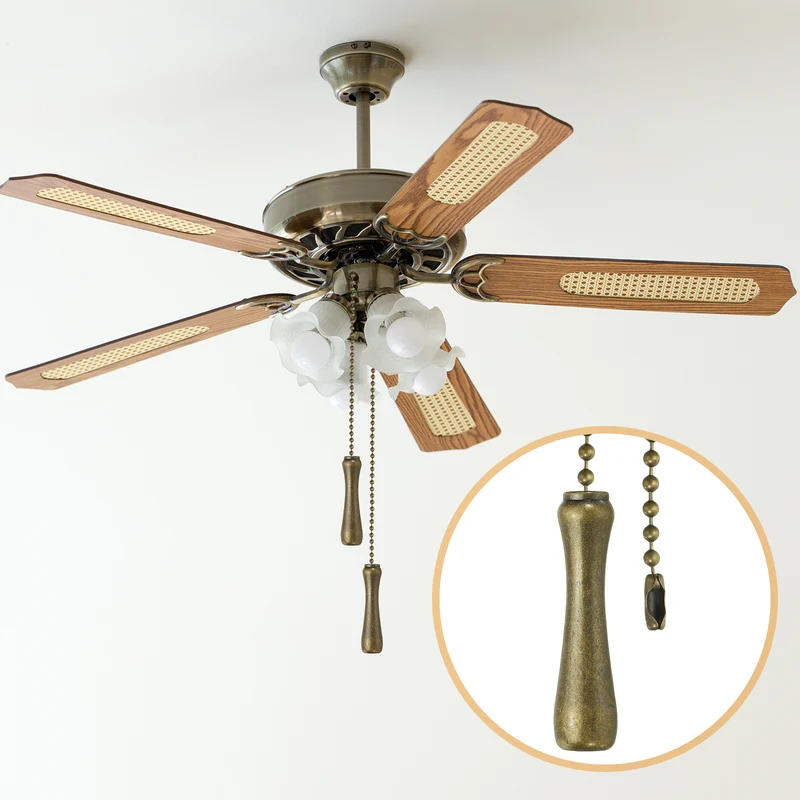 4Pcs 13" Alloy Ceiling Fan Pull Chain Handle Pendant, Bronze