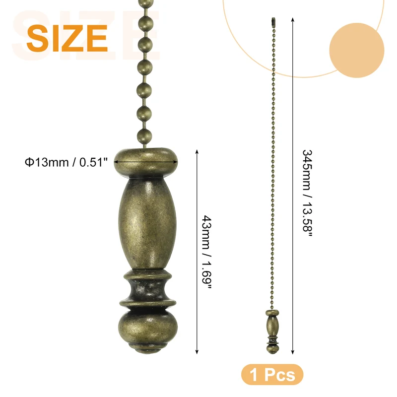 13.5" Alloy Ceiling Fan Pull Chain Vintage Pendant, Bronze