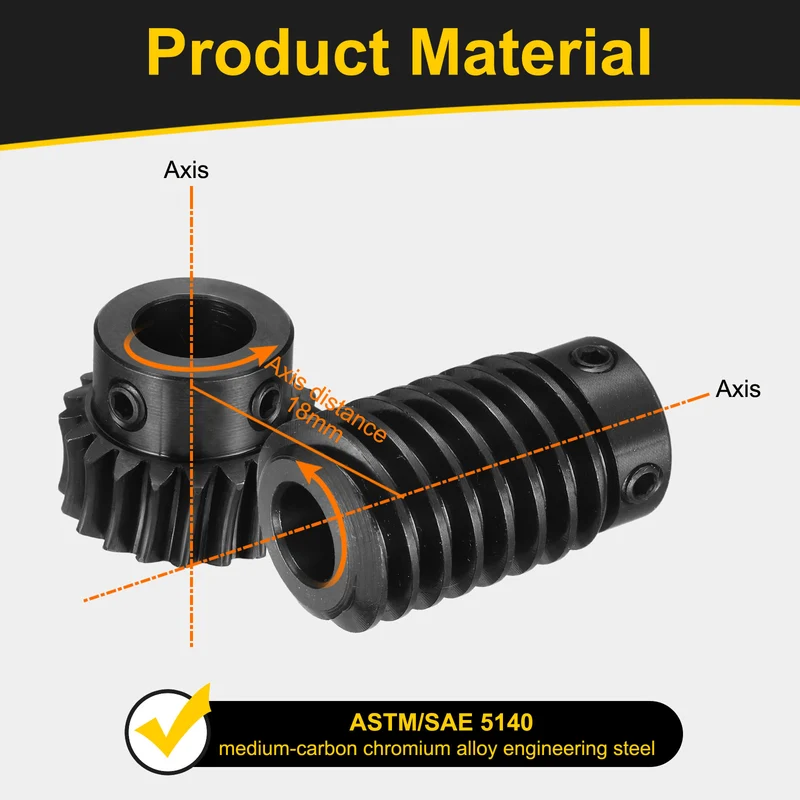 Worm Gear Set 1 Module 1:20 Reduction Rate(Gear-10mm Bore, Rod 8mm Bore)