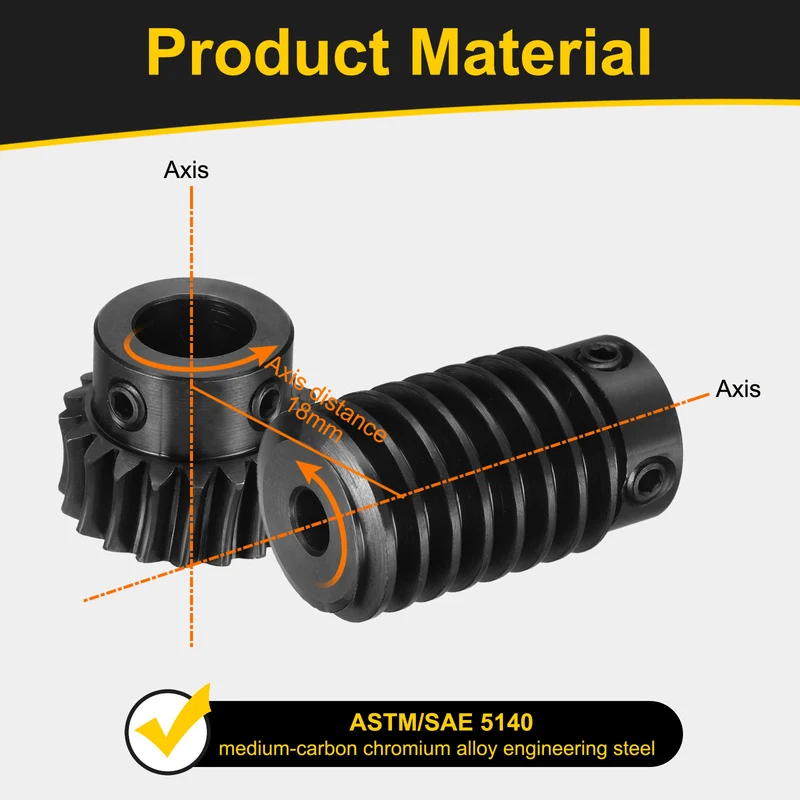 Worm Gear Set 1 Module 1:20 Reduction Rate(Gear-10mm Bore, Rod 5mm Bore)