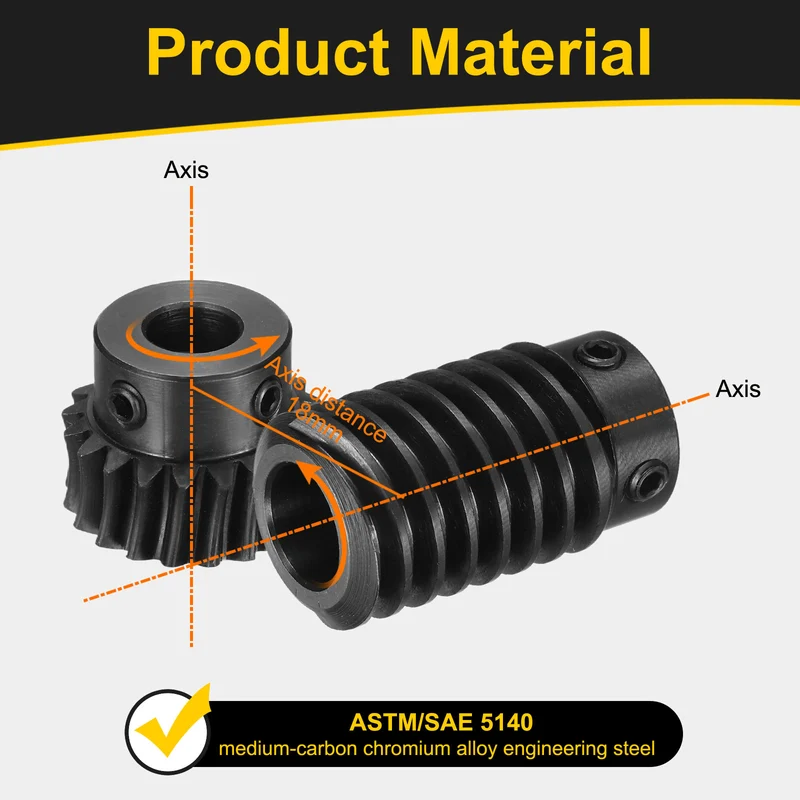 Worm Gear Set 1 Module 1:20 Reduction Rate(Gear-8mm Bore, Rod 10mm Bore)