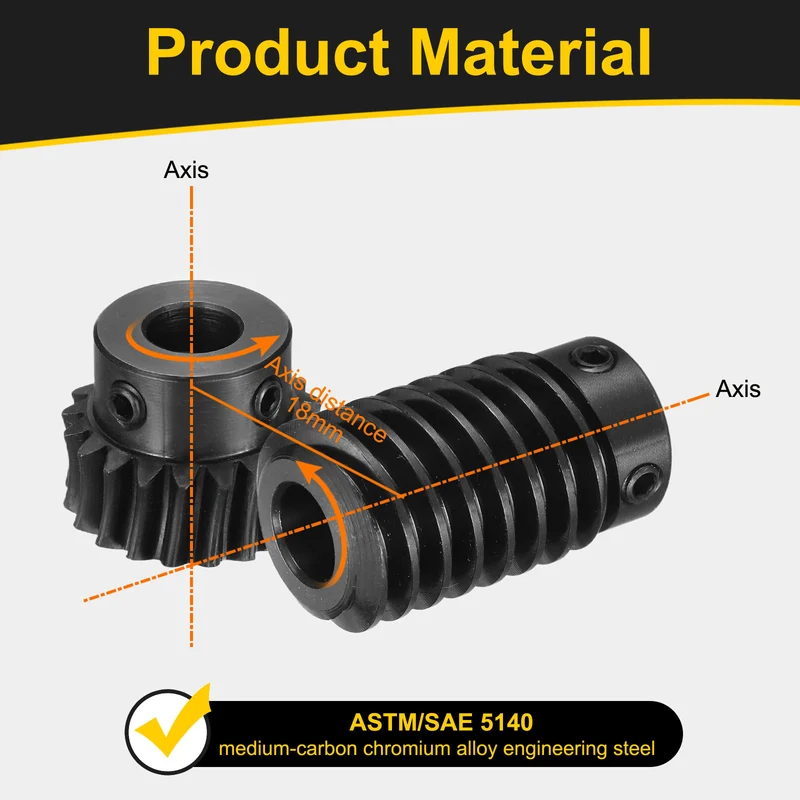 Worm Gear Set 1 Module 1:20 Reduction Rate(Gear-8mm Bore, Rod 8mm Bore)