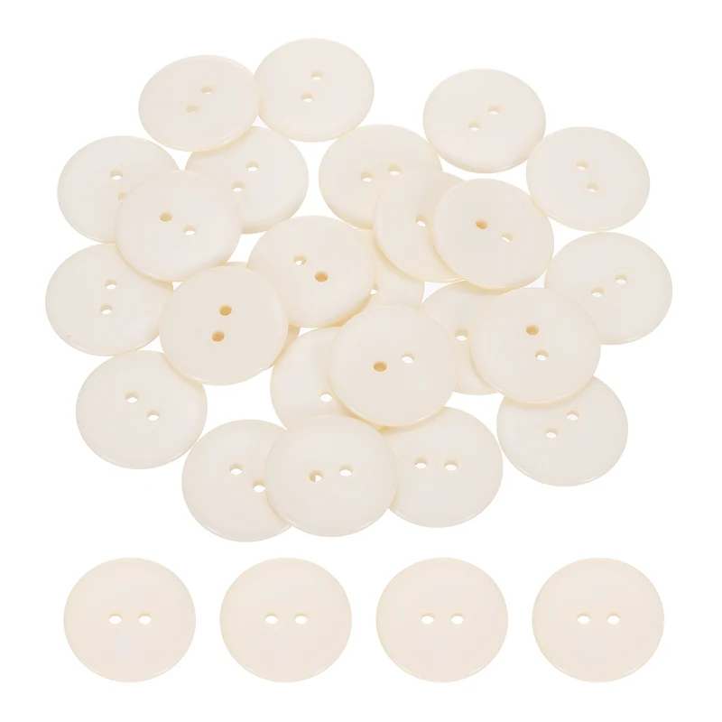 25 Pcs 30mm Resin Sewing Buttons, 2 Hole for Sewing Coats Shirts, Beige