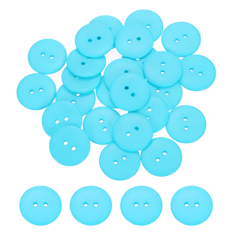 25 Pcs 30mm Resin Sewing Buttons, 2 Hole for Sewing Coats Shirts, Lake Blue