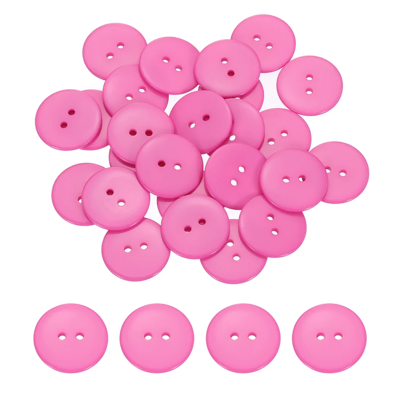 25 Pcs 30mm Resin Sewing Buttons, 2 Hole for Sewing Coats Shirts, Pink