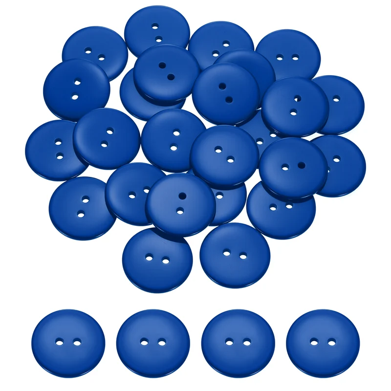 25 Pcs 30mm Resin Sewing Buttons, 2 Hole for Sewing Coats Shirts, Deep Blue