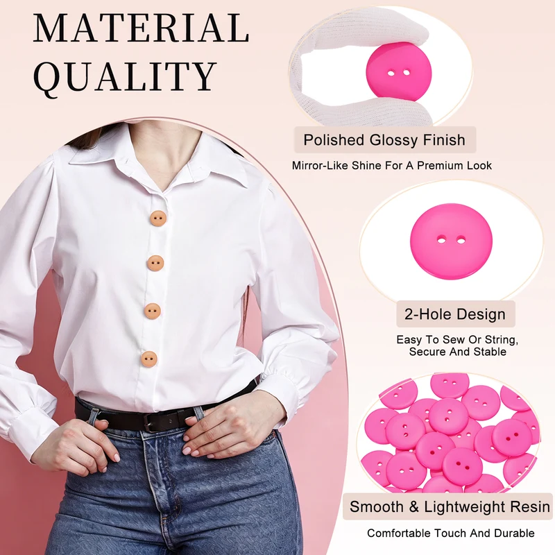 25 Pcs 30mm Resin Sewing Buttons, 2 Hole for Sewing Coats Shirts, Rose Red