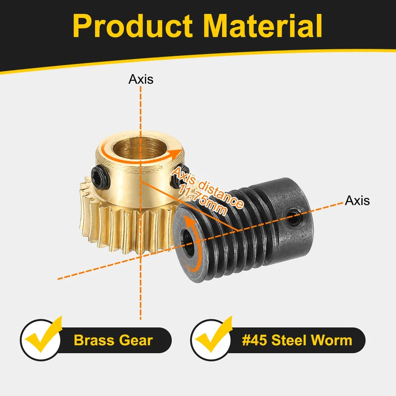 Worm Gear Set 0.5 Module 1:25 Reduction Rate(Gear-6mm Bore, Rod 4mm Bore)