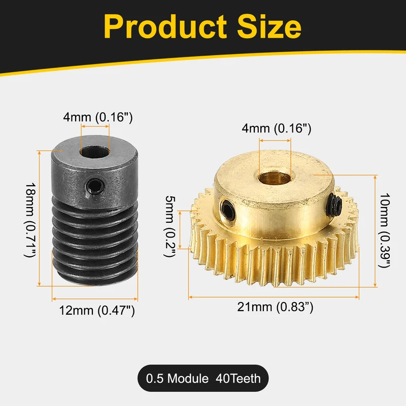 Worm Gear Set 0.5 Module 1:40 Reduction Rate(Gear-4mm Bore, Rod 4mm Bore)