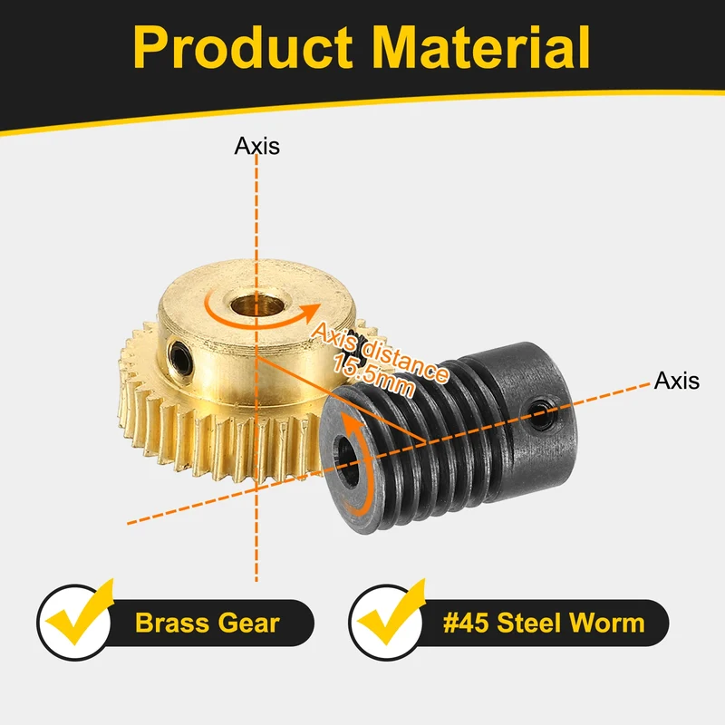 Worm Gear Set 0.5 Module 1:40 Reduction Rate(Gear-4mm Bore, Rod 4mm Bore)