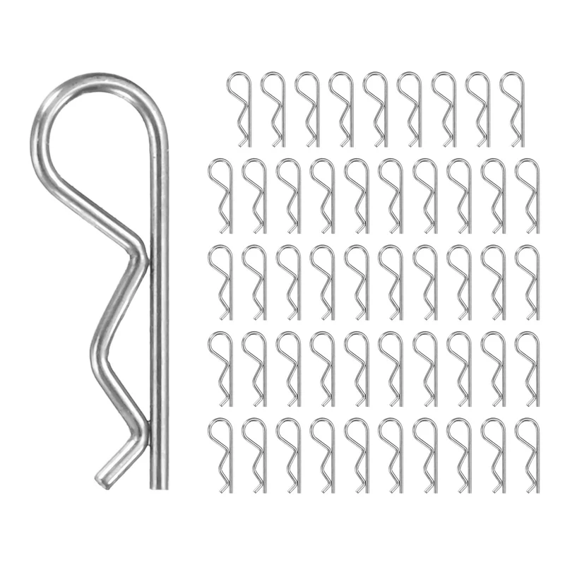 50-Pack R-Shaped Cotter Pin, M1x16mm Hairpin Hardware Spring R Clips