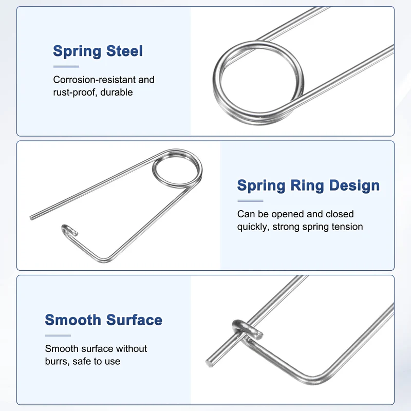 4-Pack Brooch Shape Cotter Safety Pin, 3x60mm Quick Lock Brooch Fastener