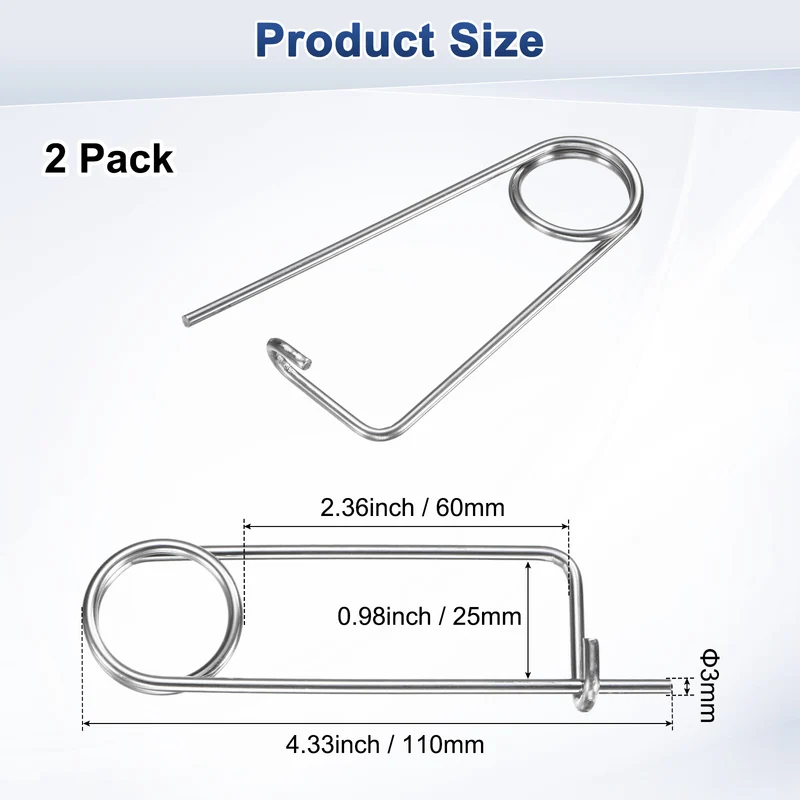 2-Pack Brooch Shape Cotter Safety Pin, 3x60mm Quick Lock Brooch Fastener