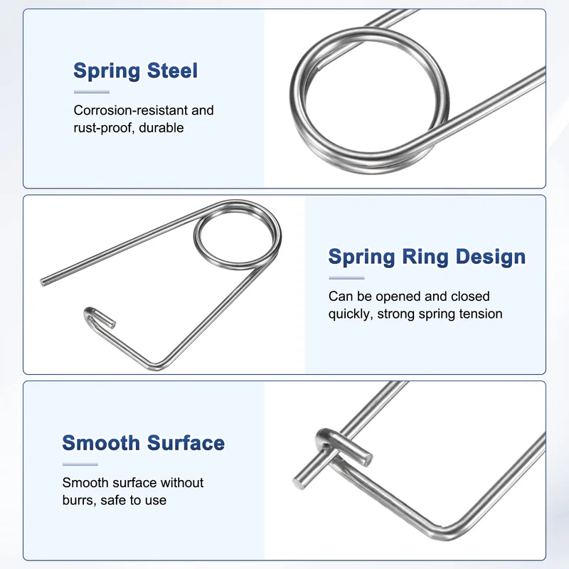 4-Pack Brooch Shape Cotter Safety Pin, 3x42mm Quick Lock Brooch Fastener