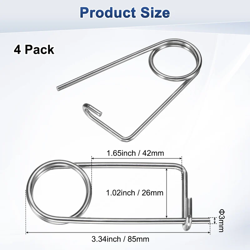4-Pack Brooch Shape Cotter Safety Pin, 3x42mm Quick Lock Brooch Fastener