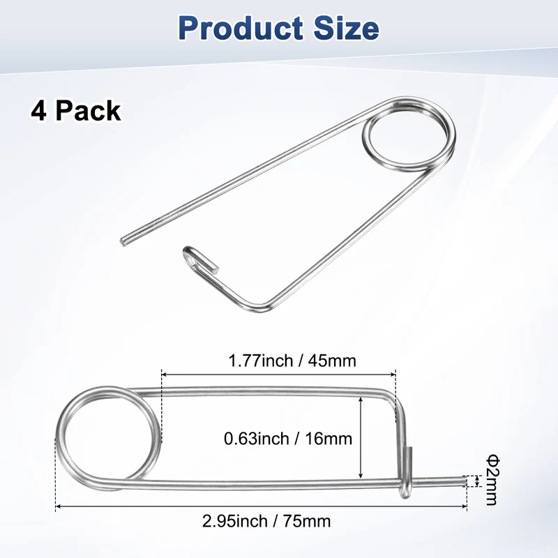 4-Pack Brooch Shape Cotter Safety Pin, 2x45mm Quick Lock Brooch Fastener