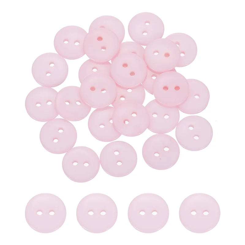 25 Pcs 12.5mm Resin Sewing Buttons, 2 Hole for Sewing Coats Shirts, Light Pink
