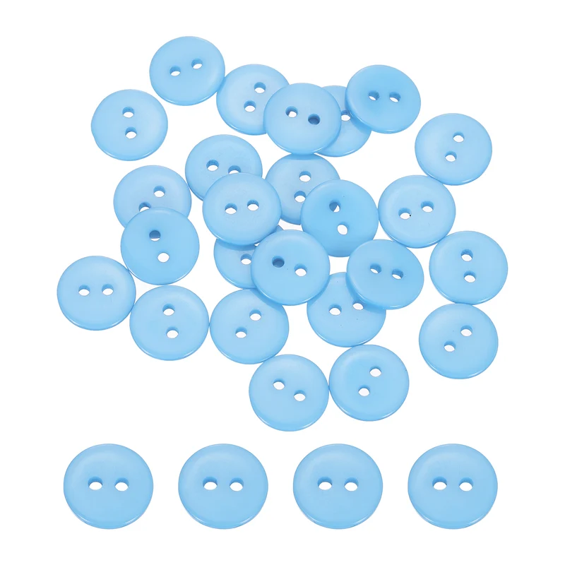 25 Pcs 12.5mm Resin Sewing Buttons, 2 Hole for Sewing Coats Shirts, Light Blue