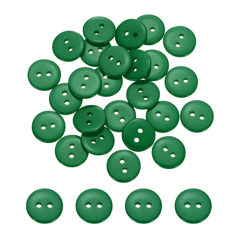 25 Pcs 12.5mm Resin Sewing Buttons, 2 Hole for Sewing Coats Shirts, Dark Green