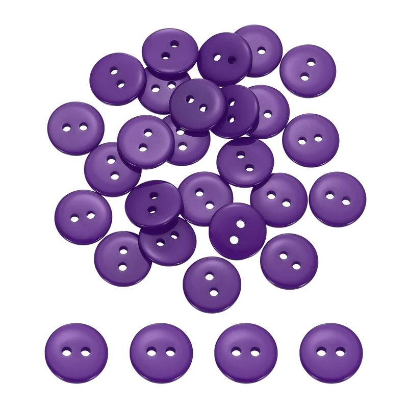 25 Pcs 12.5mm Resin Sewing Buttons, 2 Hole for Sewing Coats Shirts, Deep Purple