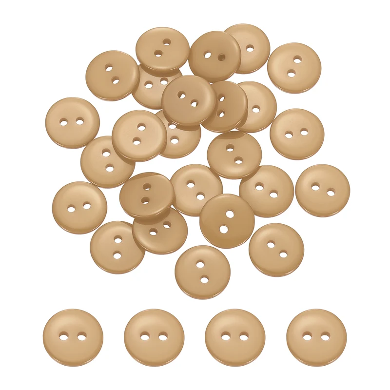 25 Pcs 12.5mm Resin Sewing Buttons, 2 Hole for Sewing Coats Shirts, Camel