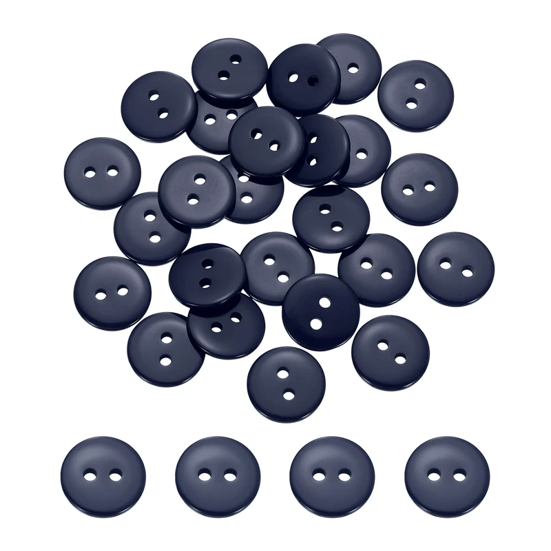 25 Pcs 12.5mm Resin Sewing Buttons, 2 Hole for Sewing Coats Shirts, Navy Blue