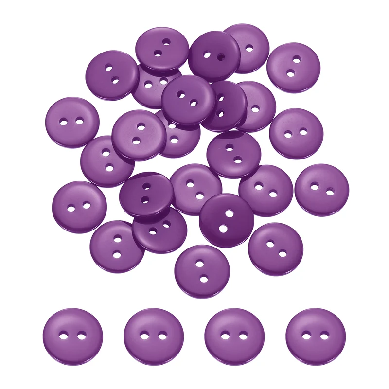25 Pcs 12.5mm Resin Sewing Buttons, 2 Hole for Sewing Coats Shirts, Purple
