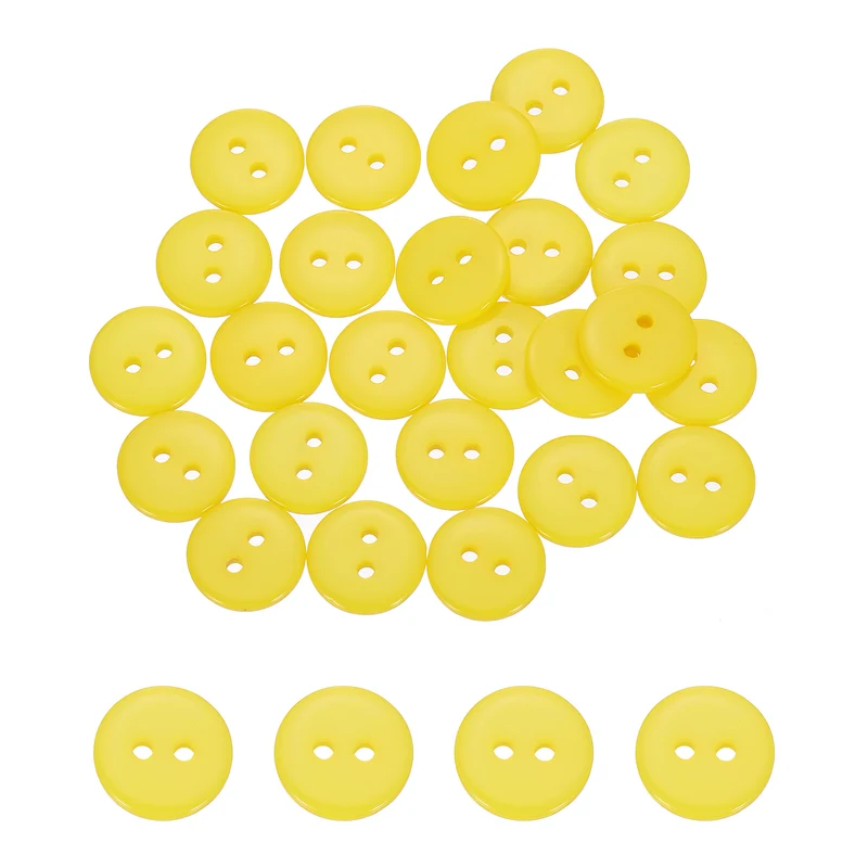 25 Pcs 12.5mm Resin Sewing Buttons, 2 Hole for Sewing Coats Shirts, Yellow