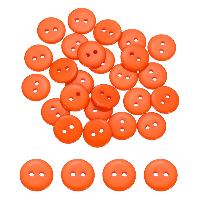 25 Pcs 12.5mm Resin Sewing Buttons, 2 Hole for Sewing Coats Shirts, Orange