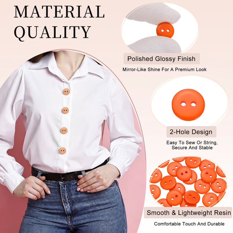 25 Pcs 12.5mm Resin Sewing Buttons, 2 Hole for Sewing Coats Shirts, Orange
