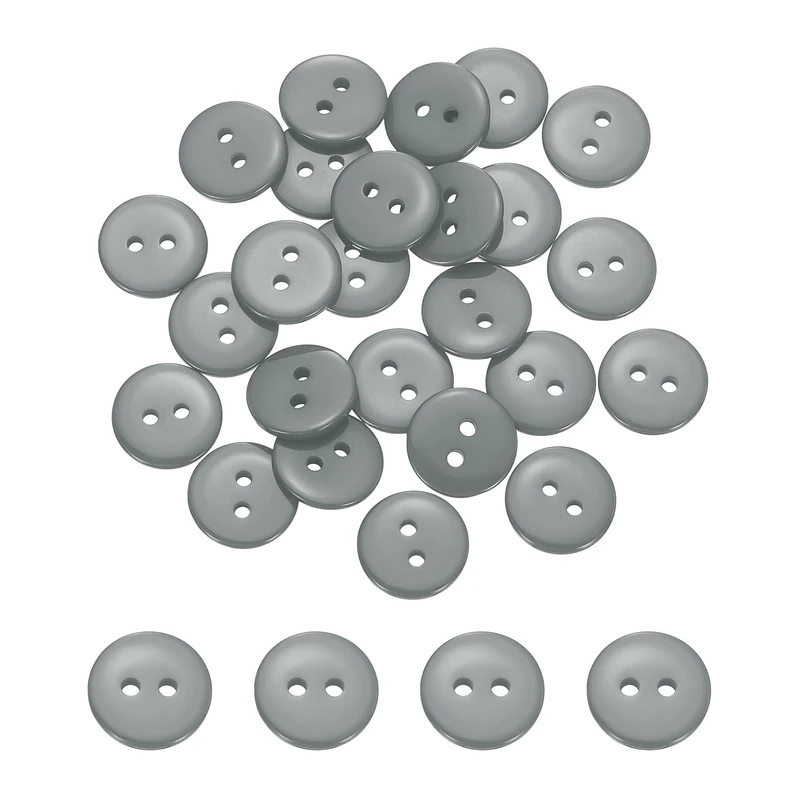 25 Pcs 12.5mm Resin Sewing Buttons, 2 Hole for Sewing Coats Shirts, Gray