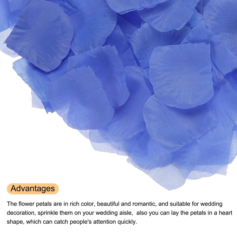 Silk Artificial Flower Rose Petals, Sky Blue Faux Flowers 2x2 Inch 3200Pcs