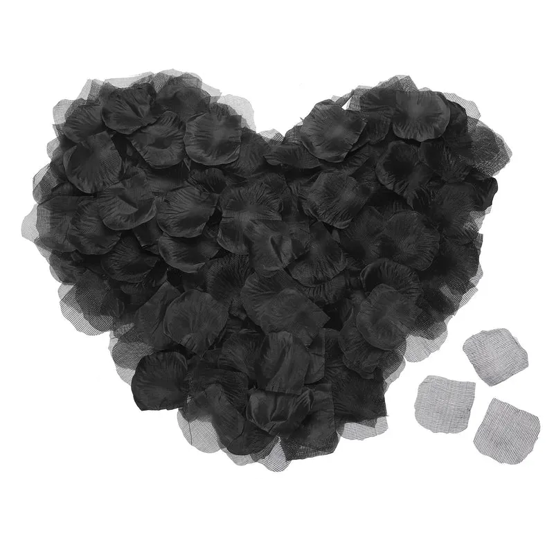 3200Pcs Silk Artificial Flower Rose Petals, Black Faux Flowers 2x2 Inch